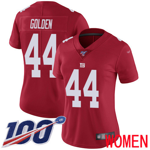 Women New York Giants #44 Markus Golden Red Limited Red Inverted Legend 100th Season Football NFL Jersey->women nfl jersey->Women Jersey